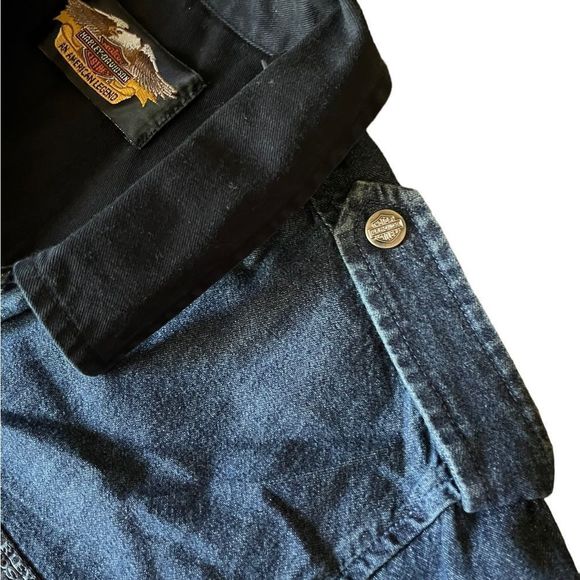 Harley Davidson Motorcycles Vintage Y2K Denim Button Up - Picture 7 of 9